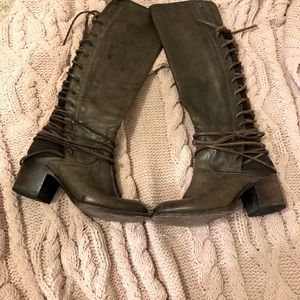 Taupe/brown lace up boots